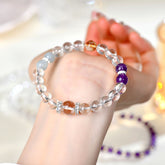 Natural White Crystal Amethyst Aquamarine Yellow Tower Crystal Bracelet - Purity & Energy